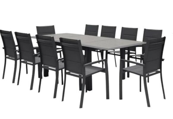 Bộ bàn ăn 8 ghế hiện đại ngoài trời