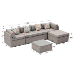 bo sofa ngoai troi - Bộ sofa nhựa mây ngoài trời 6 món