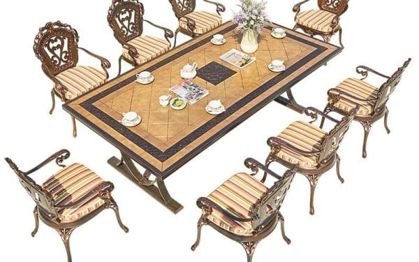 Bộ bàn ghế nhôm đúc cao cấp cho 8 người