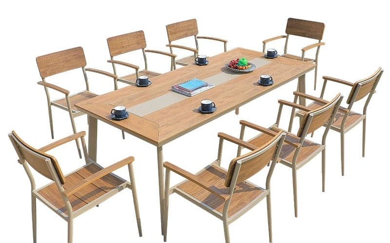 Bàn ghế gỗ nhựa cao cấp cho 8 người - – Giải pháp bền vững nằm trong top bộ bàn ghế ngoài trời đáng mua nhất năm 2025
