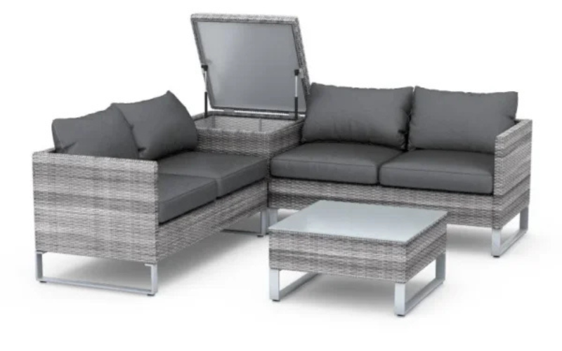 Bộ sofa góc nhựa mây có thùng chứa đồ