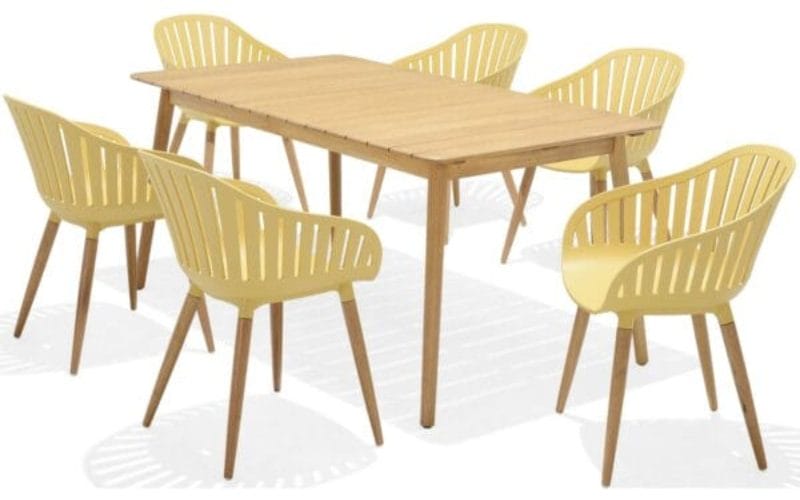 Bộ Bàn Ghế Ngoài Trời 6 Ghế Cafe 1 Bàn Chữ Nhật – Đa Dạng Màu Sắc – NASSAU