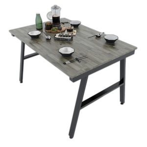 Bàn ăn 120x80cm gỗ cao su chân sắt chữ A