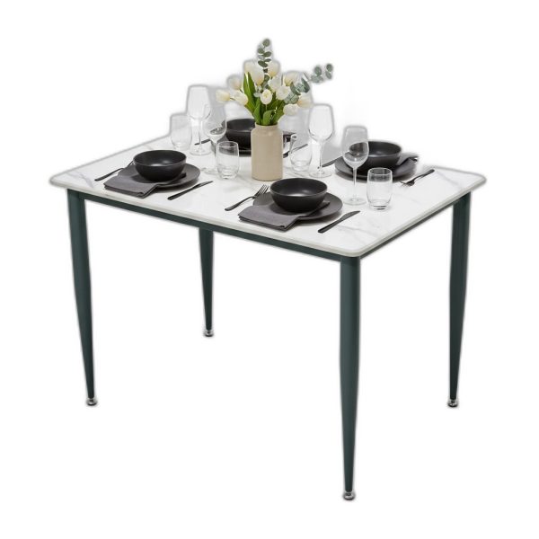 Bàn ăn 160x80cm plywood vân đá chân sắt hệ CONE