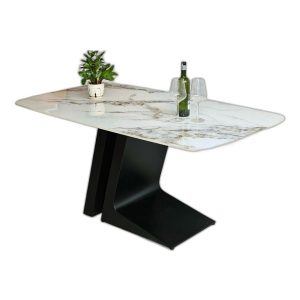 Bàn ăn 160x90cm mặt đá ceramic cao cấp chân sắt