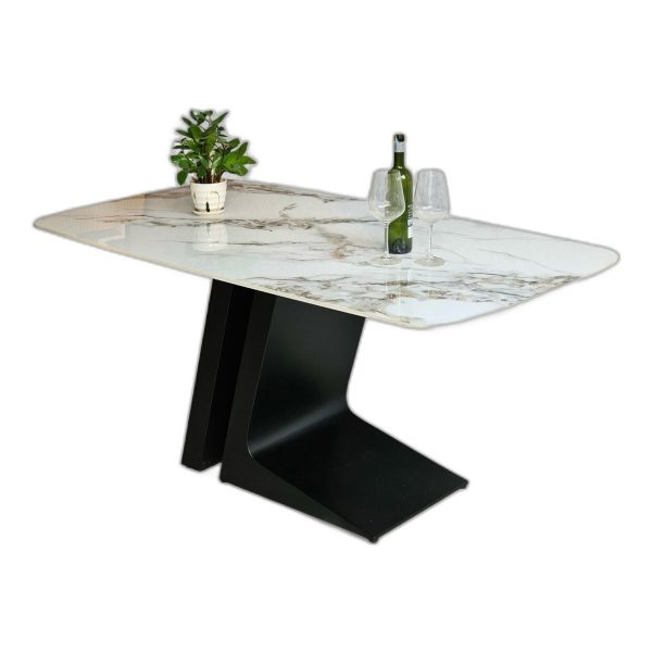 Bàn ăn 160x90cm mặt đá ceramic cao cấp chân sắt