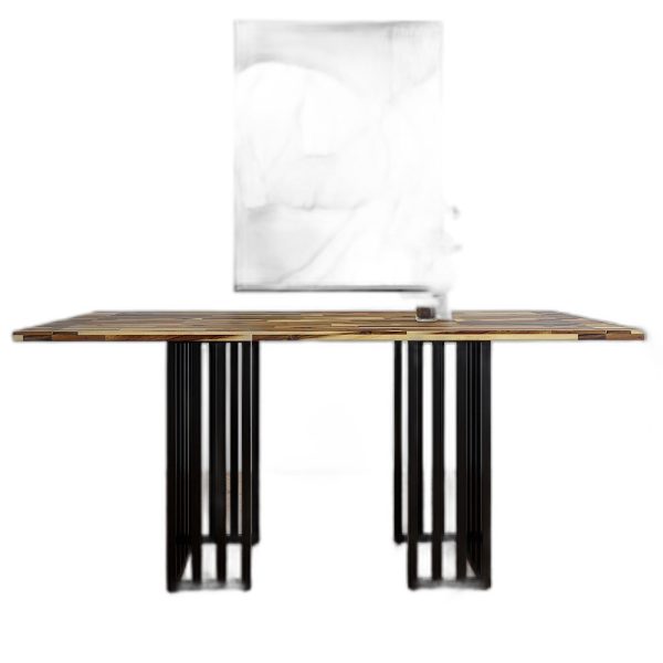 Bàn ăn Anzio mặt gỗ tràm dày 25mm chân sắt