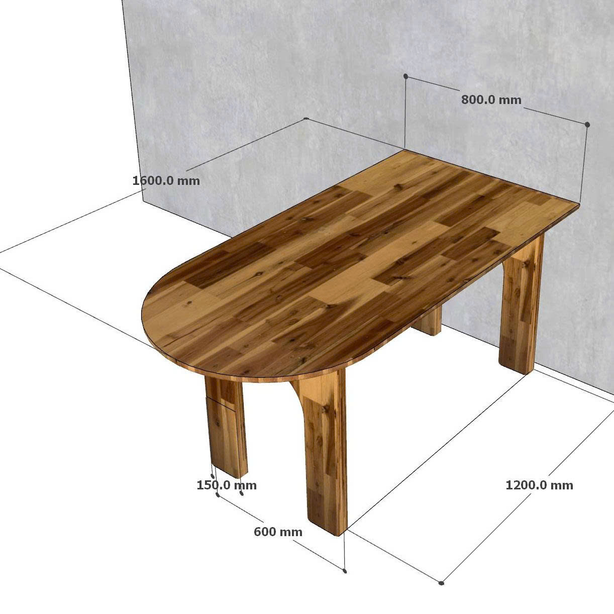 Bàn ăn áp tường 160x80cm gỗ tràm Bàn ăn áp tường 160x80cm gỗ tràm - hình 3