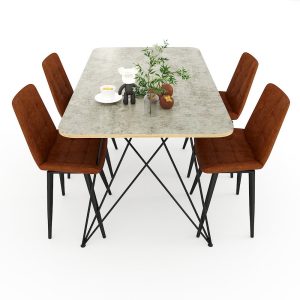 Bàn ăn ARES 02 gỗ Plywood chân sắt sơn tĩnh điện - hình 2