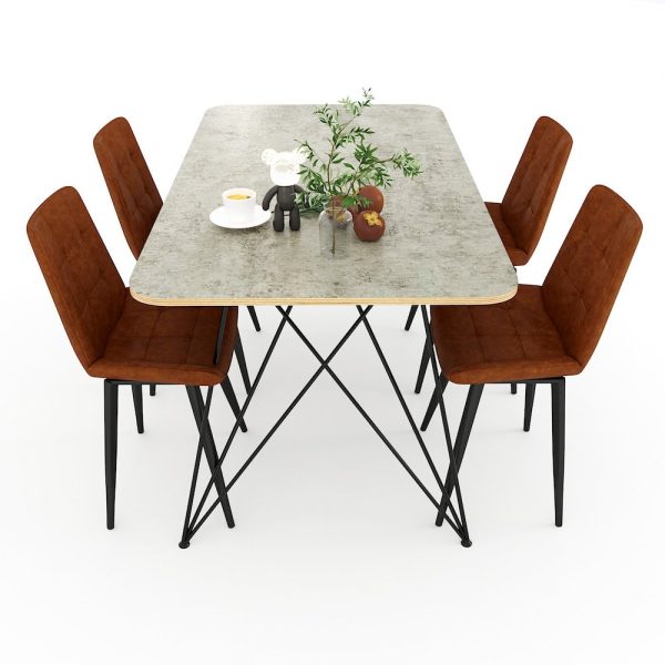 Bàn ăn ARES 02 gỗ Plywood chân sắt sơn tĩnh điện - hình 2