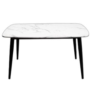 Bàn ăn Aster 140x80cm chân sắt mặt đá cẩm thạch