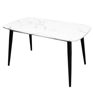 Bàn ăn Aster 140x80cm chân sắt mặt đá cẩm thạch - hình 1