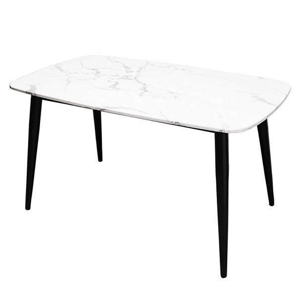 Bàn ăn Aster 140x80cm chân sắt mặt đá cẩm thạch - hình 1
