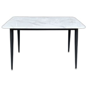 Bàn ăn chữ nhật 120x70cm chân sắt mặt đá vân mây