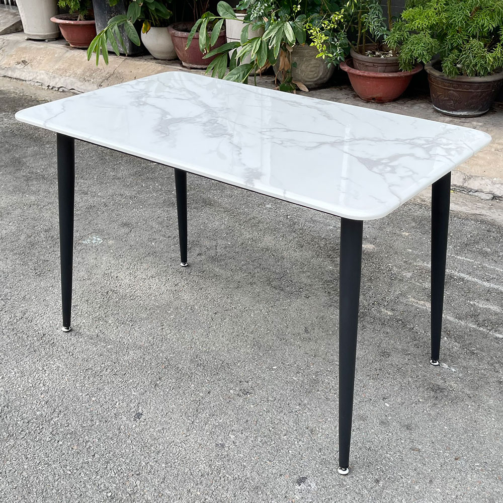 Bàn ăn chữ nhật 120x70cm chân sắt mặt đá vân mây Bàn ăn chữ nhật 120x70cm chân sắt mặt đá vân mây - hình 2