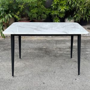 Bàn ăn chữ nhật 120x70cm chân sắt mặt đá vân mây - hình 3