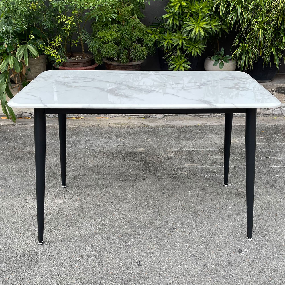 Bàn ăn chữ nhật 120x70cm chân sắt mặt đá vân mây Bàn ăn chữ nhật 120x70cm chân sắt mặt đá vân mây - hình 3