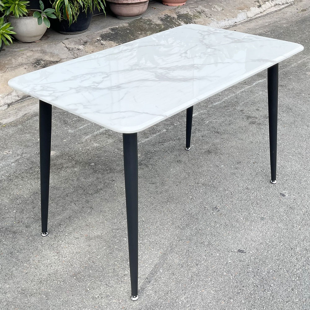 Bàn ăn chữ nhật 120x70cm chân sắt mặt đá vân mây Bàn ăn chữ nhật 120x70cm chân sắt mặt đá vân mây - hình 4