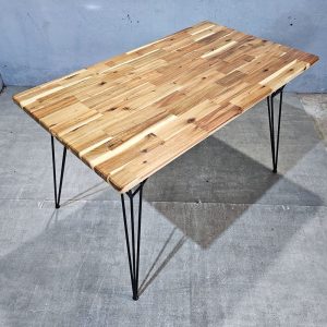 Bàn ăn chữ nhật 120x70cm gỗ tràm chân Hairpin - hình 1