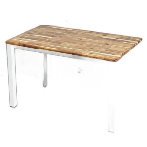 Bàn ăn chữ nhật 120x70cm gỗ tràm chân sắt tam giác