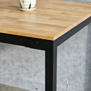 Bàn ăn chữ nhật 120x80cm gỗ cao su chân sắt lắp ráp - hình 1
