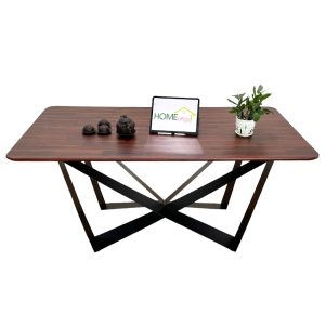 Bàn ăn chữ nhật 140 160x80cm gỗ tràm chân sắt - hình 1