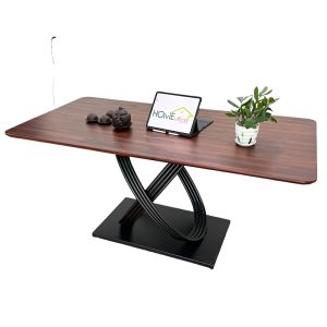Bàn ăn chữ nhật 140 160x80cm gỗ tràm chân sắt - hình 1