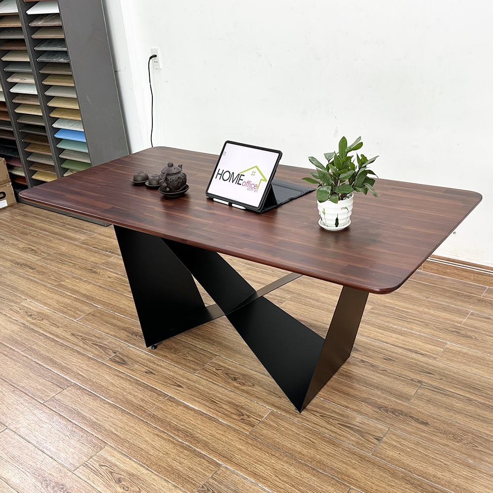 Bàn ăn chữ nhật 140 160x80cm gỗ tràm chân sắt Bàn ăn chữ nhật 140 160x80cm gỗ tràm chân sắt - hình 2