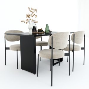 Bàn ăn chữ nhật 140 160x80cm JUHI gỗ cao su chân sắt - hình 1