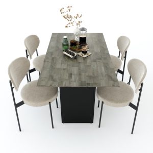 Bàn ăn chữ nhật 140 160x80cm JUHI gỗ cao su chân sắt - hình 4