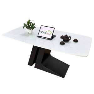 Bàn ăn chữ nhật 140 160x80cm mặt đá chân sắt - hình 1