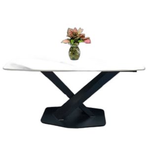 Bàn ăn chữ nhật 140 160x80cm mặt đá chân sắt chữ X
