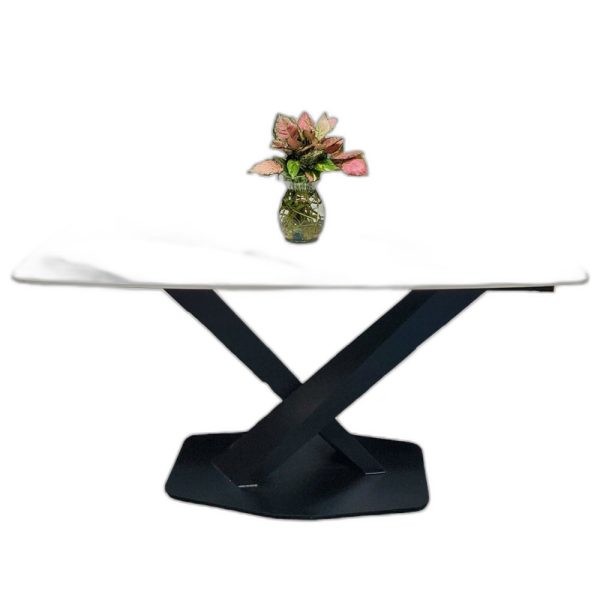 Bàn ăn chữ nhật 140 160x80cm mặt đá chân sắt chữ X