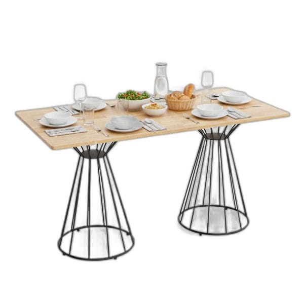 Bàn ăn chữ nhật 140x70cm gỗ cao su chân sắt BA68192