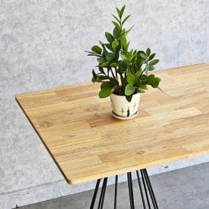 Bàn ăn chữ nhật 140x70cm gỗ cao su chân sắt BA68192 - hình 1