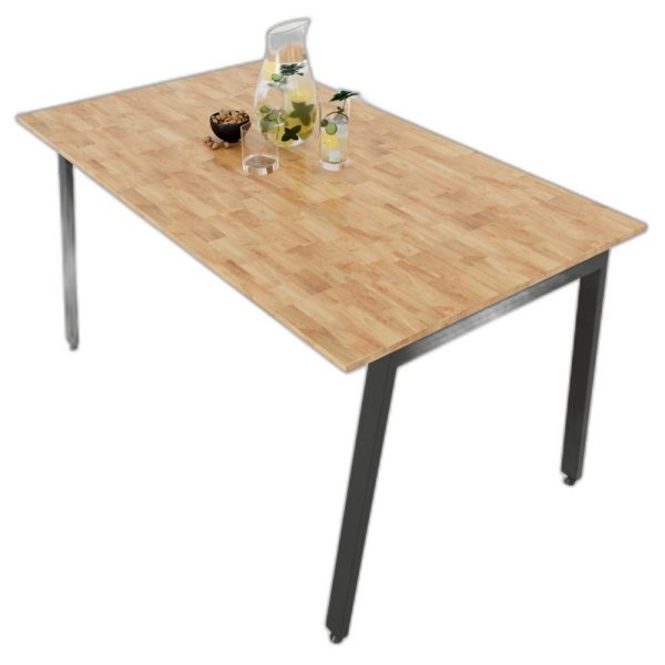 Bàn ăn chữ nhật 140x80cm chân sắt Aton lắp ráp
