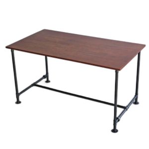 Bàn ăn chữ nhật 140x80cm gỗ cao su chân ống nước sắt