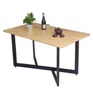 Bàn ăn chữ nhật 140x80cm gỗ cao su chân sắt
