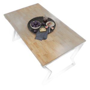 Bàn ăn chữ nhật 140x80cm gỗ cao su chân sắt lắp ráp