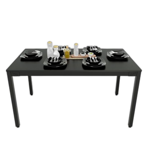 Bàn ăn chữ nhật 140x80cm gỗ cao su chân sắt Uconcept