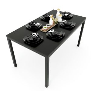 Bàn ăn chữ nhật 140x80cm gỗ cao su chân sắt Uconcept - hình 1