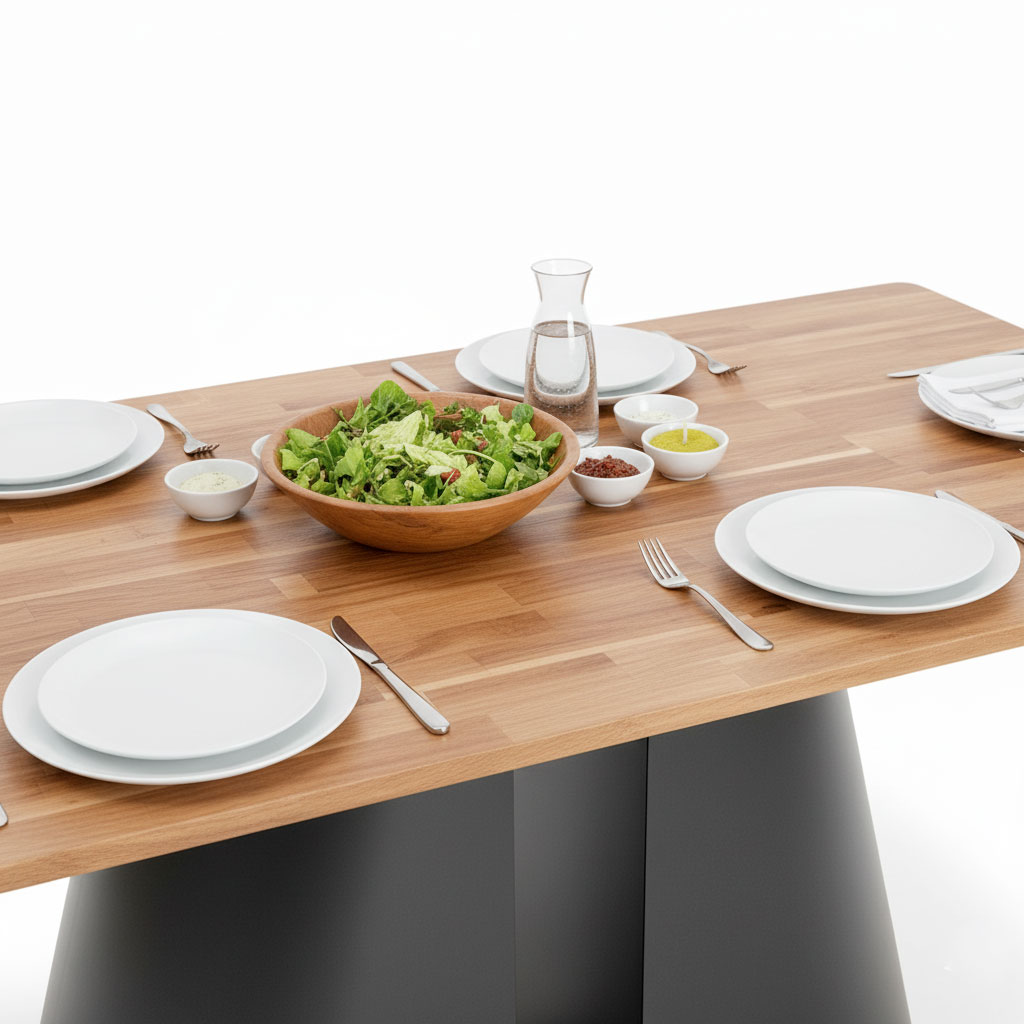 Bàn ăn chữ nhật 140x80cm gỗ tràm chân sắt Bàn ăn chữ nhật 140x80cm gỗ tràm chân sắt - hình 2