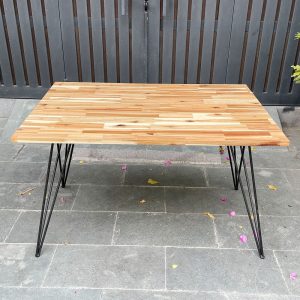 Bàn ăn chữ nhật 140x80cm gỗ tràm chân sắt Hairpin pro - hình 3