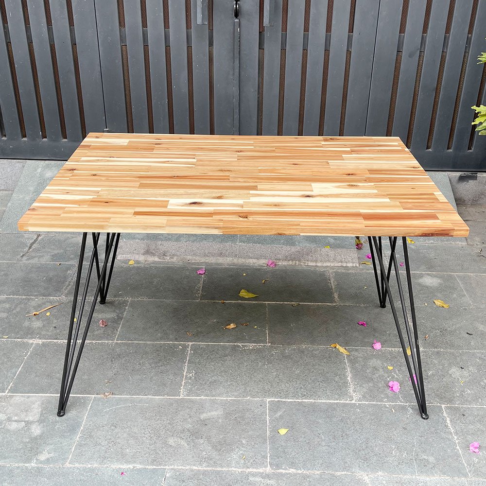 Bàn ăn chữ nhật 140x80cm gỗ tràm chân sắt Hairpin pro Bàn ăn chữ nhật 140x80cm gỗ tràm chân sắt Hairpin pro - hình 3