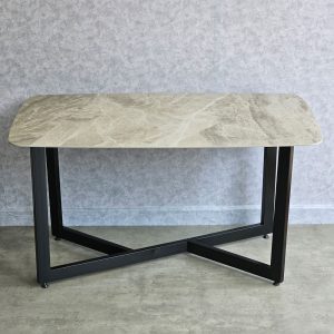 Bàn ăn chữ nhật 140x80cm mặt đá ceramic cao cấp chân sắt - hình 1