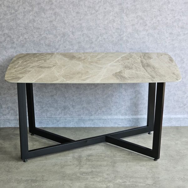 Bàn ăn chữ nhật 140x80cm mặt đá ceramic cao cấp chân sắt - hình 1