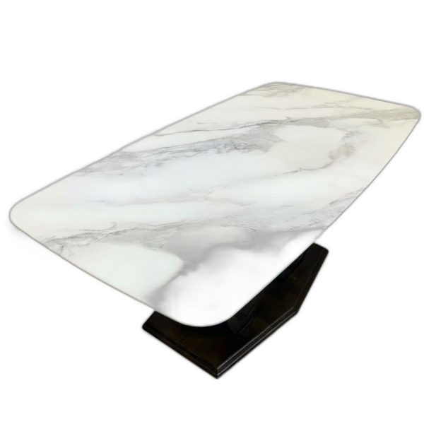 Bàn ăn chữ nhật 140x90x75cm mặt đá ceramic chân gỗ cao su