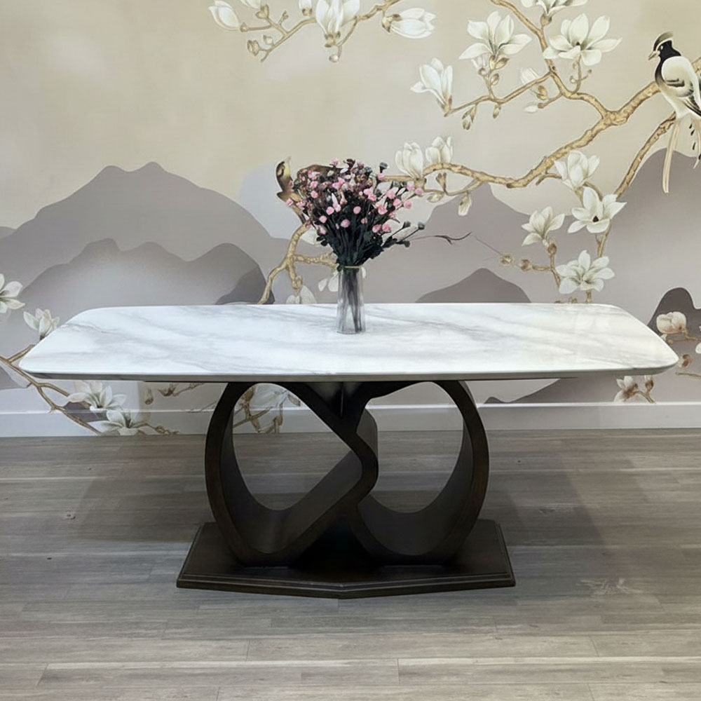 Bàn ăn chữ nhật 140x90x75cm mặt đá ceramic chân gỗ cao su Bàn ăn chữ nhật 140x90x75cm mặt đá ceramic chân gỗ cao su - hình 2