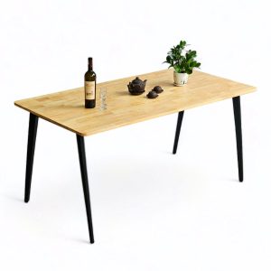 Bàn ăn chữ nhật 160x80cm gỗ cao su chân sắt lắp ráp - hình 1