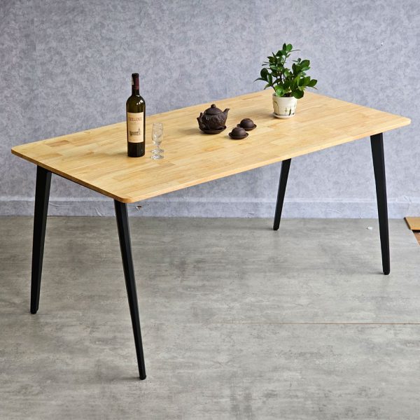 Bàn ăn chữ nhật 160x80cm gỗ cao su chân sắt lắp ráp - hình 3